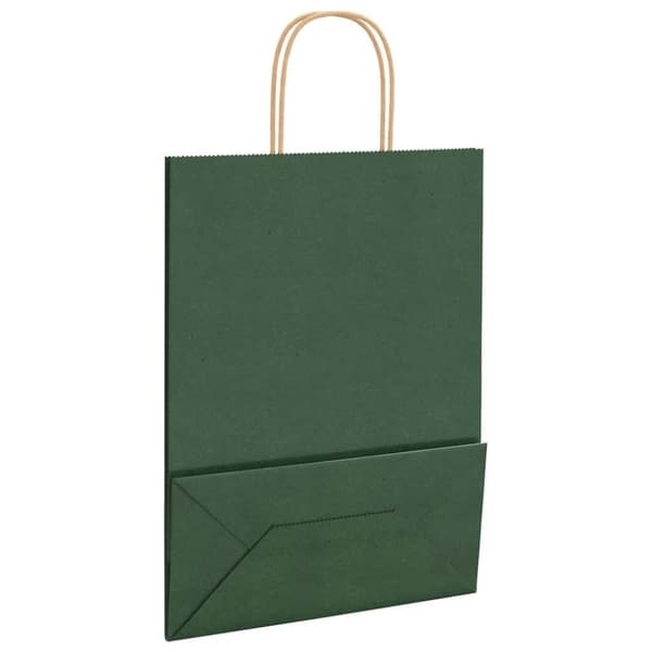 vidaXL Kraftpapperspåsar 50 st med handtag grön 26x12x35 cm