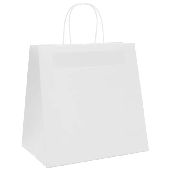 vidaXL Kraftpapperspåsar 50 st med handtag vit 26x17x25 cm
