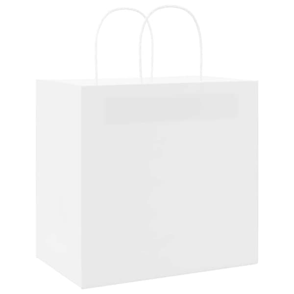 vidaXL Kraftpapperspåsar 50 st med handtag vit 26x17x25 cm