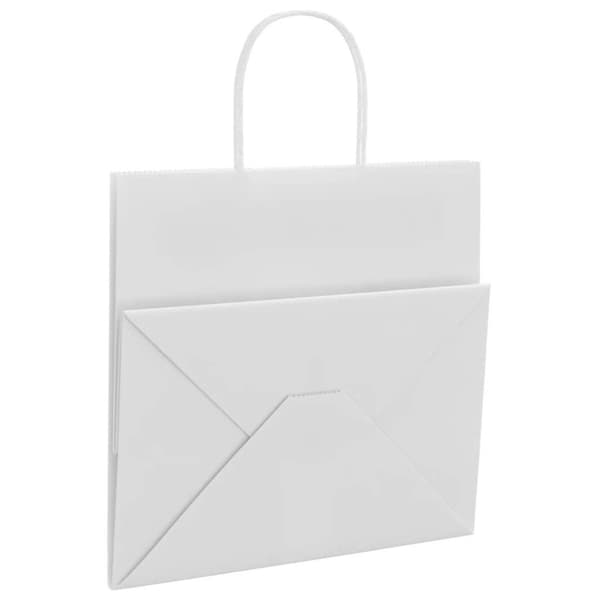 vidaXL Kraftpapperspåsar 50 st med handtag vit 26x17x25 cm