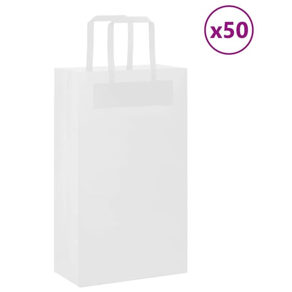 Kraftpapperspåsar 50 st med handtag vit 21x11x36 cm