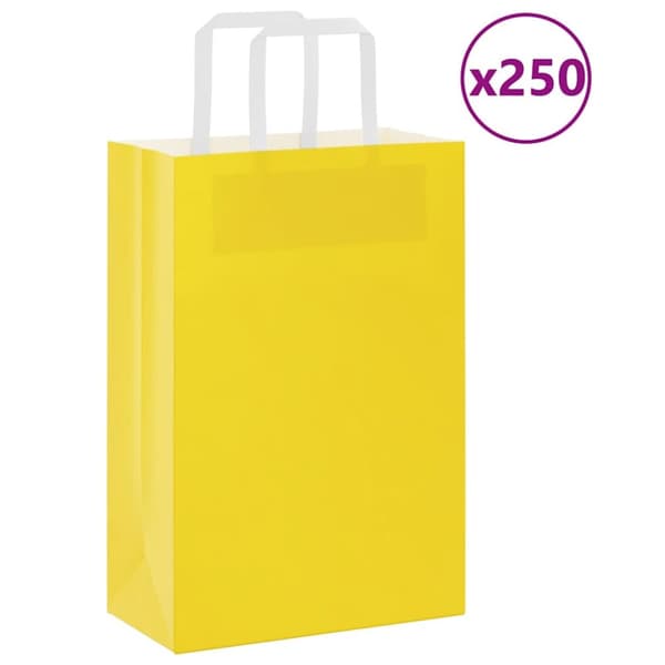 Kraftpapperspåsar 250 st med handtag gul 21x11x31 cm