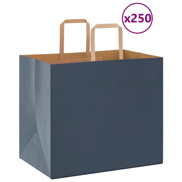 Kraftpapperspåsar 250 st med handtag blå 32x22x28 cm