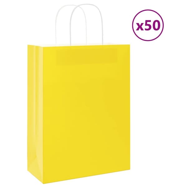Kraftpapperspåsar 50 st med handtag gul 26x12x35 cm