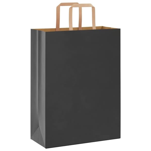 vidaXL Paperikassit 250 kpl kahvoilla musta 26x12x35 cm