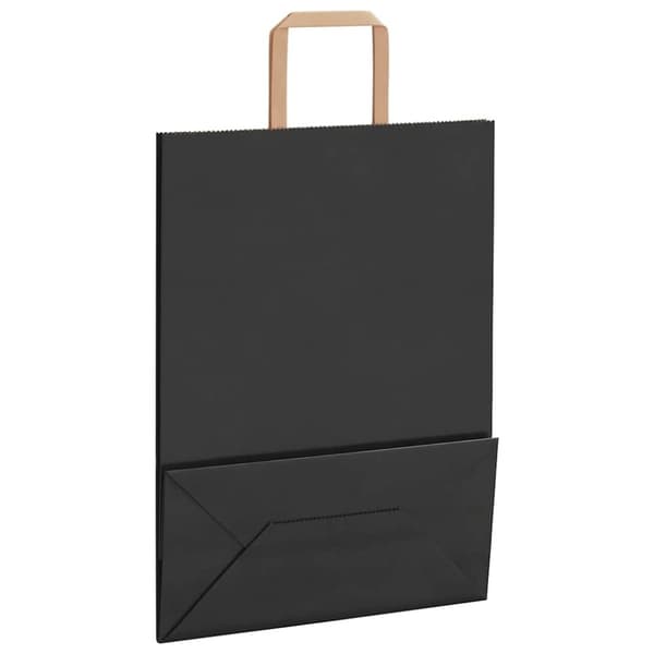vidaXL Paperikassit 250 kpl kahvoilla musta 26x12x35 cm