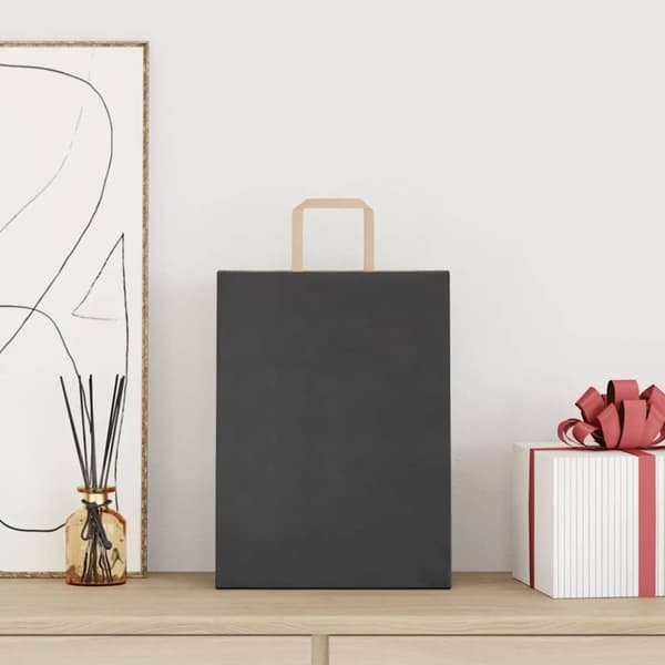 vidaXL Paperikassit 250 kpl kahvoilla musta 26x12x35 cm