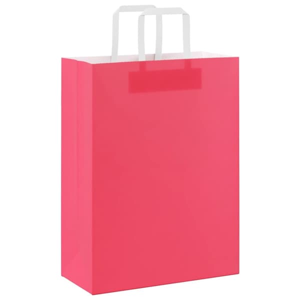 vidaXL Kraftpapperspåsar 250 st med handtag rosa 26x12x35 cm