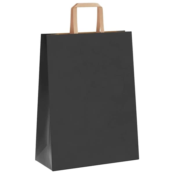 vidaXL Kraftpapperspåsar 250 st med handtag svart 26x12x35 cm