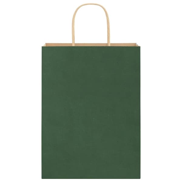 vidaXL Kraftpapperspåsar 250 st med handtag grön 26x12x35 cm