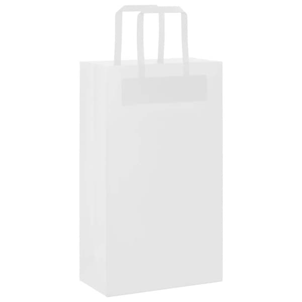 vidaXL kraftpapirposer 250 stk. med håndtag 21x11x36 cm hvid
