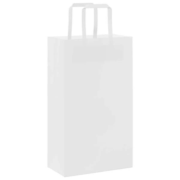 vidaXL kraftpapirposer 250 stk. med håndtag 21x11x36 cm hvid