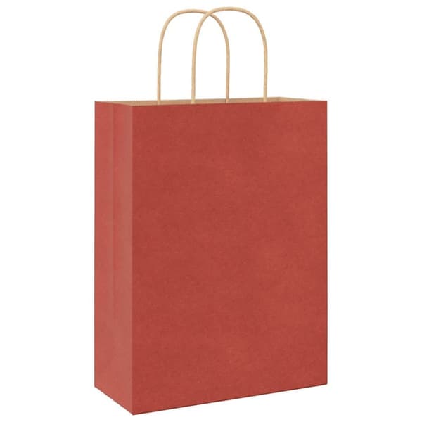 vidaXL Kraftpapperspåsar 50 st med handtag röd 26x12x35 cm