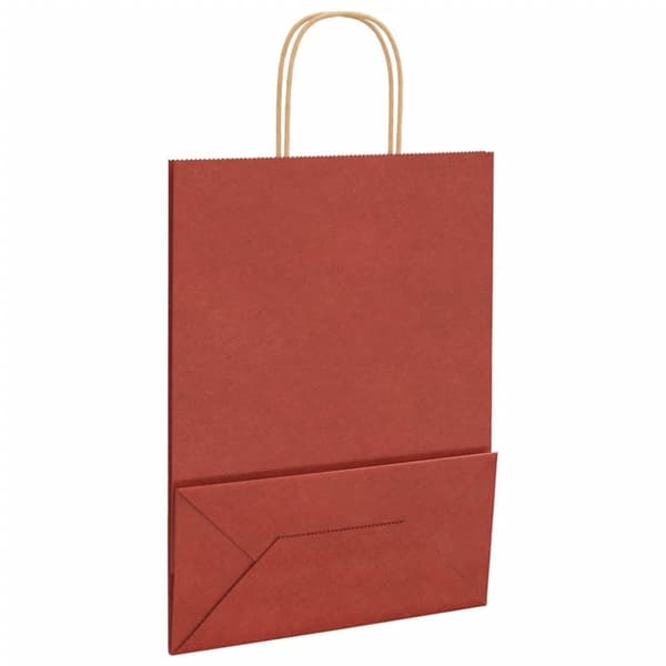vidaXL Kraftpapperspåsar 50 st med handtag röd 26x12x35 cm