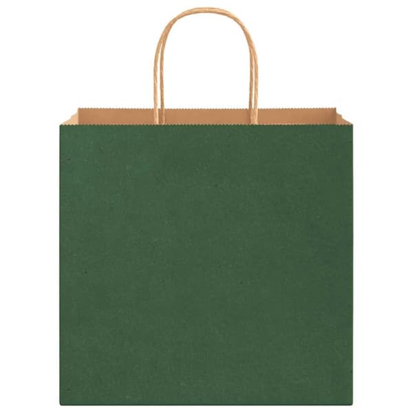 vidaXL Kraftpapperspåsar 50 st med handtag grön 26x17x25 cm