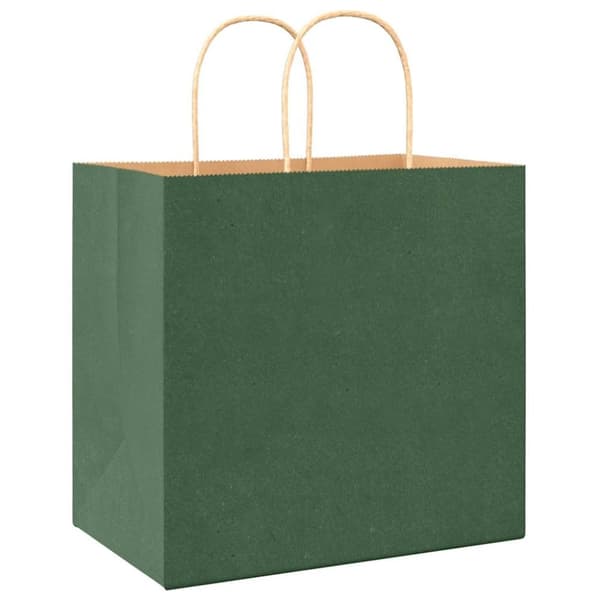 vidaXL Kraftpapperspåsar 50 st med handtag grön 26x17x25 cm