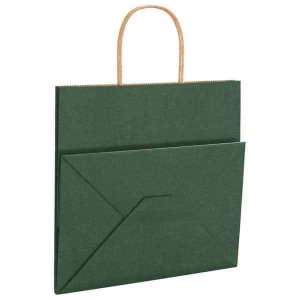 vidaXL Kraftpapperspåsar 50 st med handtag grön 26x17x25 cm