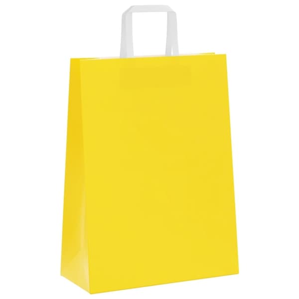 vidaXL kraftpapirposer 250 stk. med håndtag 26x12x35 cm gul