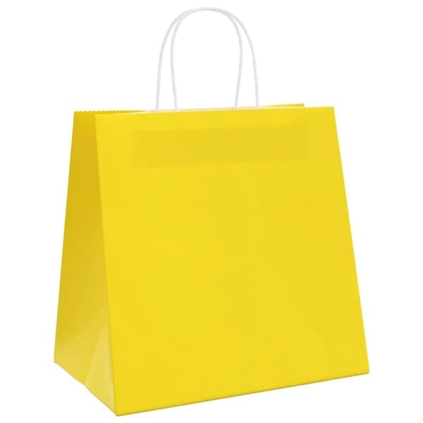 vidaXL Kraftpapperspåsar 50 st med handtag gul 26x17x25 cm