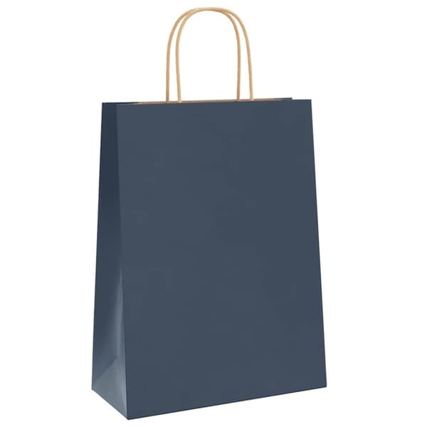 vidaXL Kraftpapperspåsar 250 st med handtag blå 26x12x35 cm