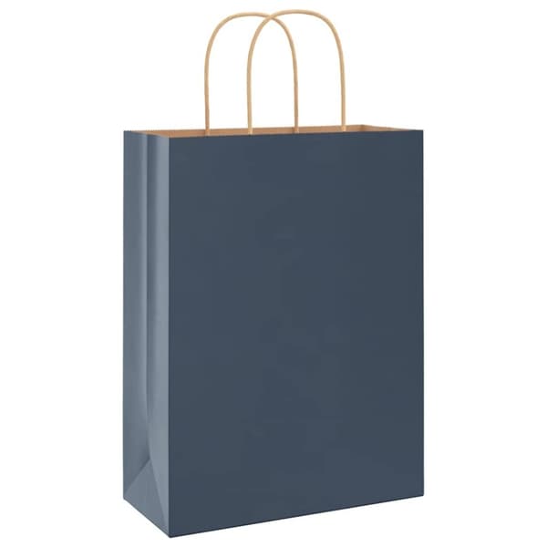 vidaXL Kraftpapperspåsar 250 st med handtag blå 26x12x35 cm