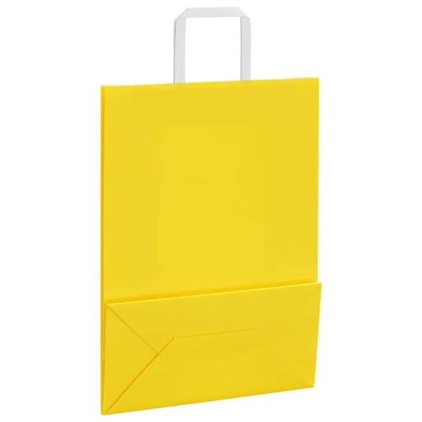 vidaXL Kraftpapperspåsar 250 st med handtag gul 26x12x35 cm