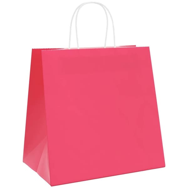 vidaXL Kraftpapperspåsar 50 st med handtag rosa 26x17x25 cm