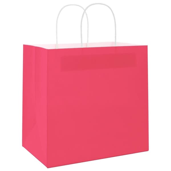 vidaXL Kraftpapperspåsar 50 st med handtag rosa 26x17x25 cm