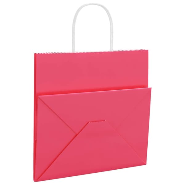 vidaXL Kraftpapperspåsar 50 st med handtag rosa 26x17x25 cm