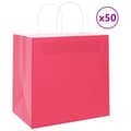 Miniatyrbild 1 av 11: vidaXL Kraftpapperspåsar 50 st med handtag rosa 26x17x25 cm