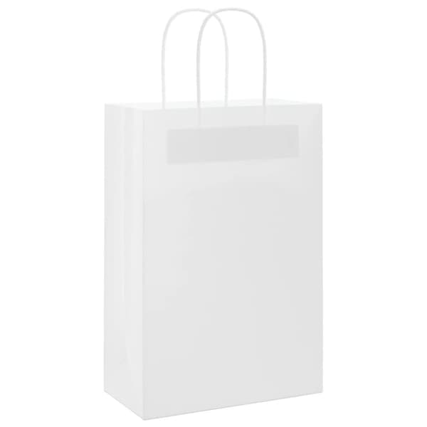 vidaXL Papperspåsar 50 st med handtag vit 21x11x31 cm