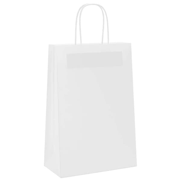vidaXL Papperspåsar 50 st med handtag vit 21x11x31 cm