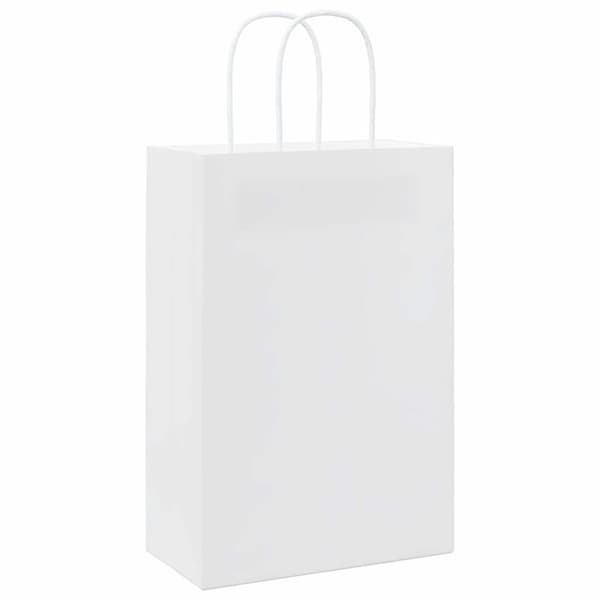 vidaXL Papperspåsar 50 st med handtag vit 21x11x31 cm