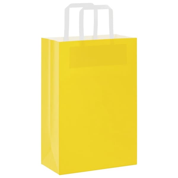 vidaXL Kraftpapperspåsar 250 st med handtag gul 21x11x31 cm