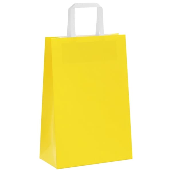 vidaXL Kraftpapperspåsar 250 st med handtag gul 21x11x31 cm