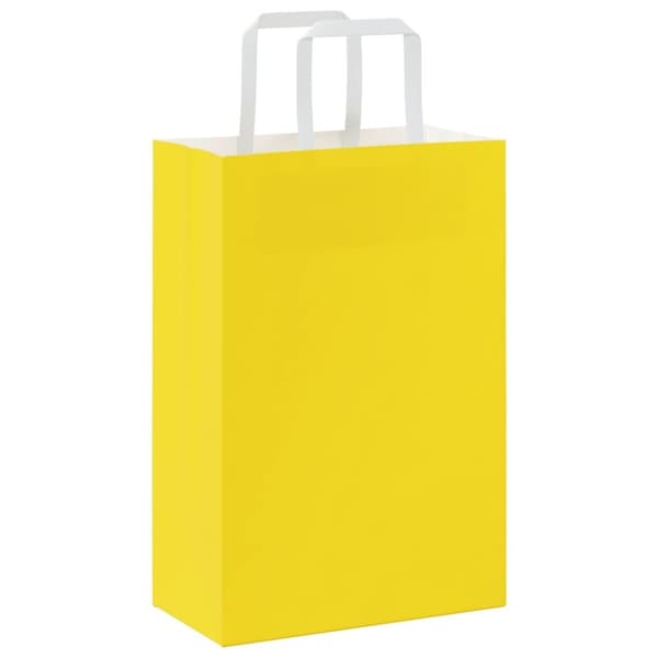 vidaXL Kraftpapperspåsar 250 st med handtag gul 21x11x31 cm