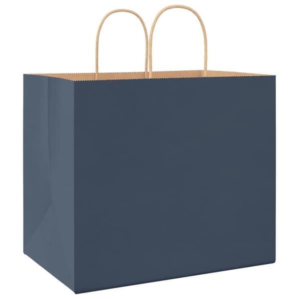 vidaXL Kraftpapperspåsar 250 st med handtag blå 32x22x28 cm