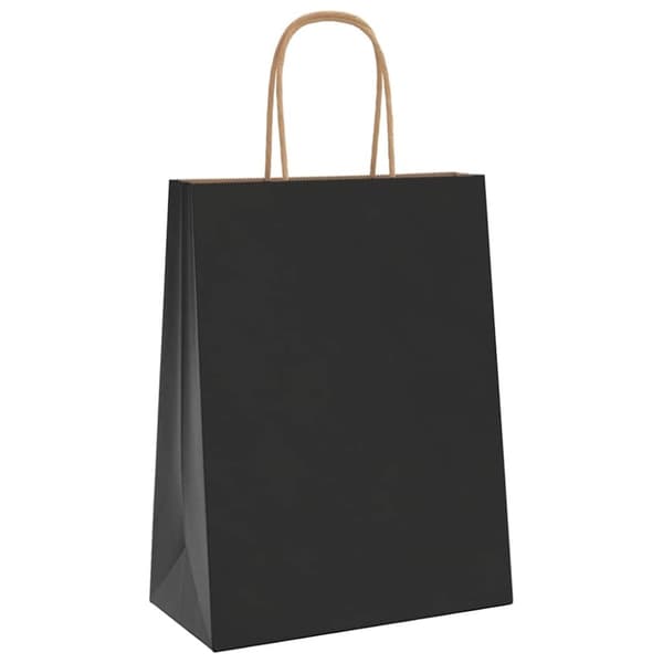 vidaXL Paperikassit 250 kpl kahvoilla musta 21x11x28 cm