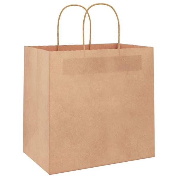 vidaXL Kraftpapperspåsar 50 st med handtag brun 26x17x25 cm