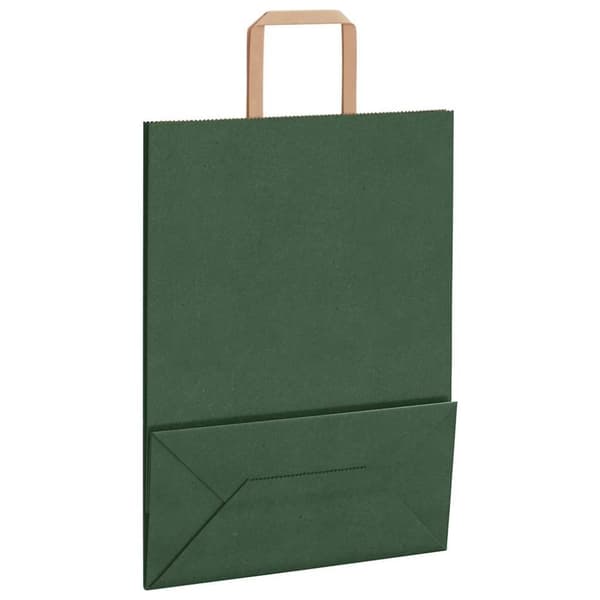 vidaXL Papirposer 250 stk med håndtak grønn 26x12x35 cm