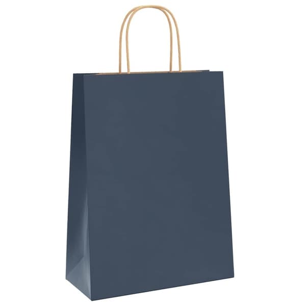 vidaXL kraftpapirposer 50 stk. med håndtag 26x12x35 cm blå