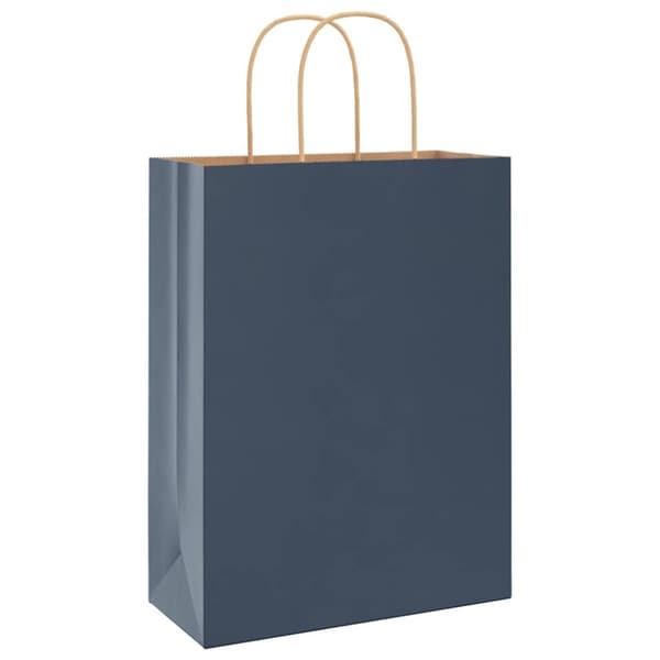 vidaXL kraftpapirposer 50 stk. med håndtag 26x12x35 cm blå