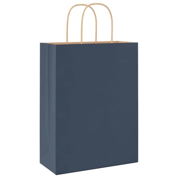 vidaXL kraftpapirposer 50 stk. med håndtag 26x12x35 cm blå