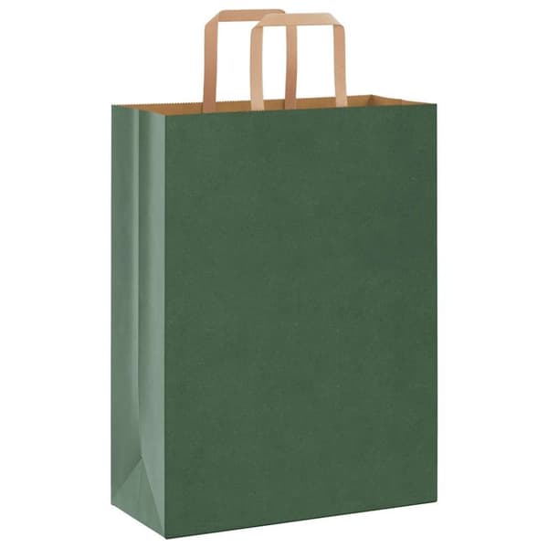 vidaXL kraftpapirposer 250 stk. med håndtag 26x12x35 cm grøn