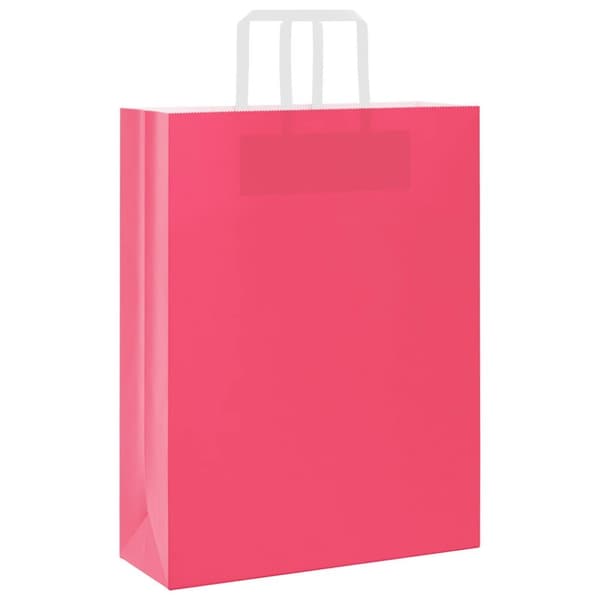 vidaXL kraftpapirposer 50 stk. med håndtag 32x12x42 cm lyserød