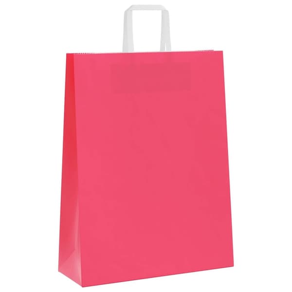 vidaXL kraftpapirposer 50 stk. med håndtag 32x12x42 cm lyserød