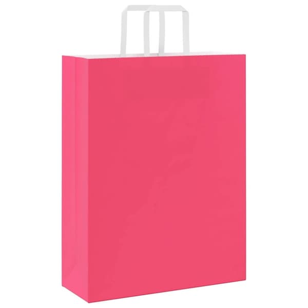 vidaXL kraftpapirposer 50 stk. med håndtag 32x12x42 cm lyserød