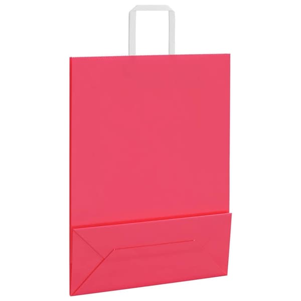 vidaXL kraftpapirposer 50 stk. med håndtag 32x12x42 cm lyserød