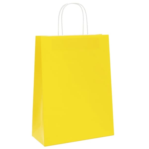 vidaXL Kraftpapperspåsar 250 st med handtag gul 26x12x35 cm