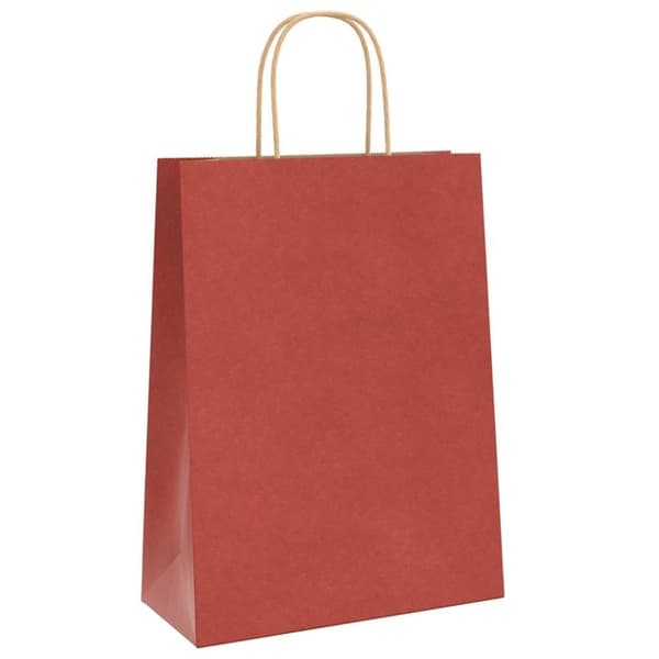 vidaXL Kraftpapperspåsar 250 st med handtag röd 26x12x35 cm